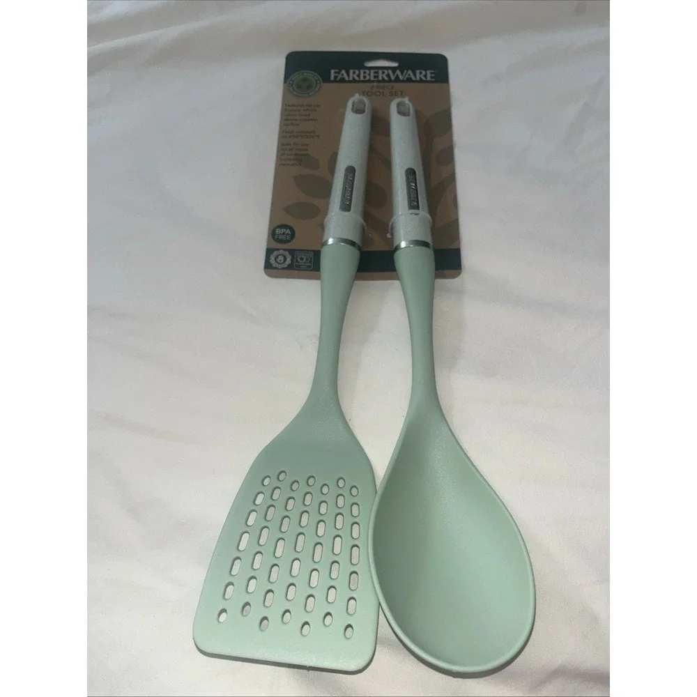 Brand New Farberware Cooking Utensils‎ Nylon Slotted Turner & Basting Spoon Set
